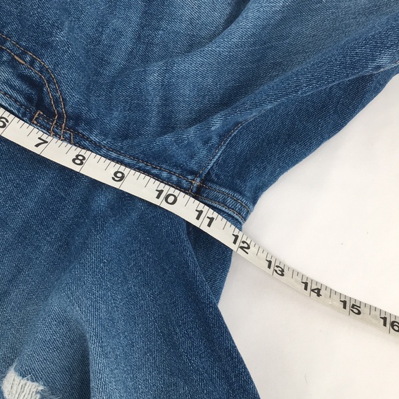 Old Navy High Rise OG Straight Distressed Raw Hem Jeans Smooth Pockets 6 - Picture 10 of 11